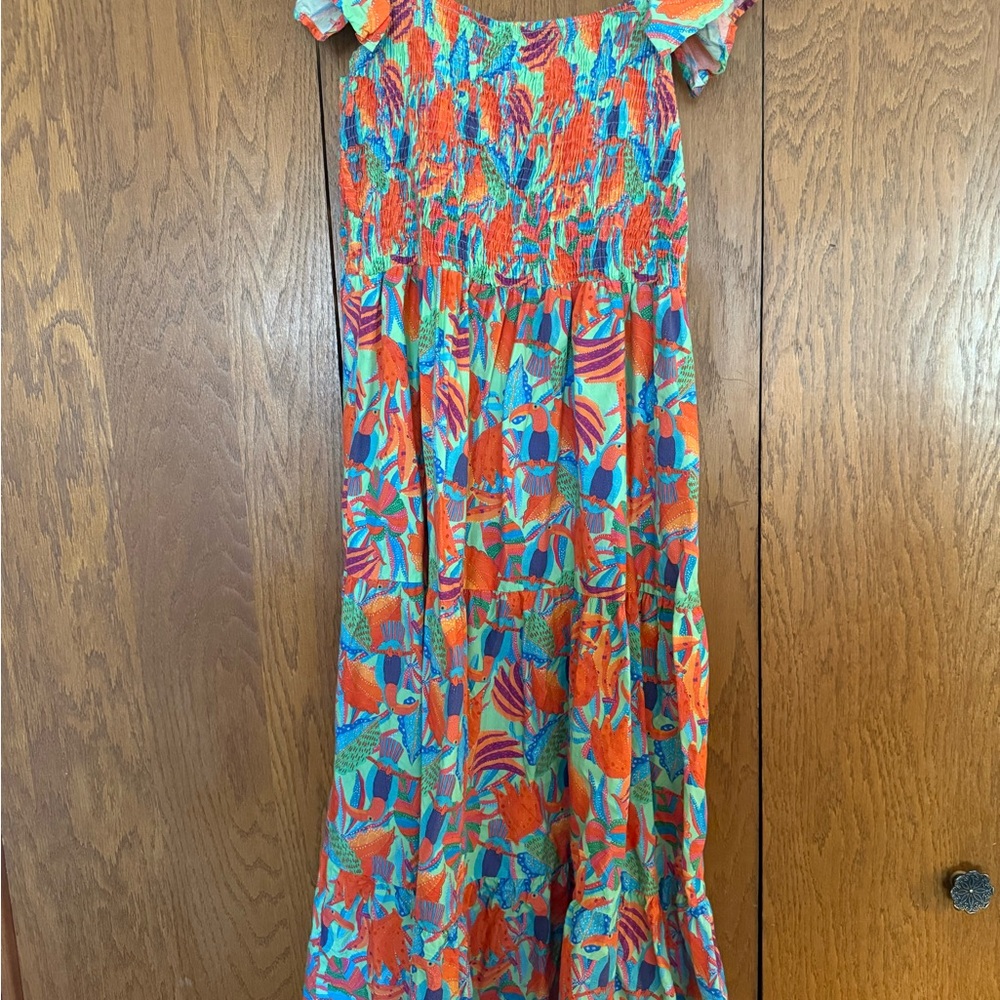 Vibrant Tropical Print Maxi Dress